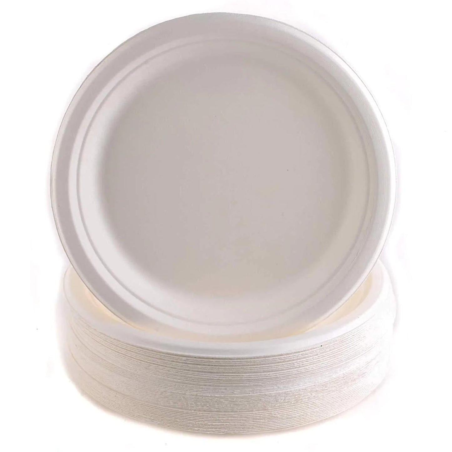 6" Round Compostable Natural Sugarcane Plates