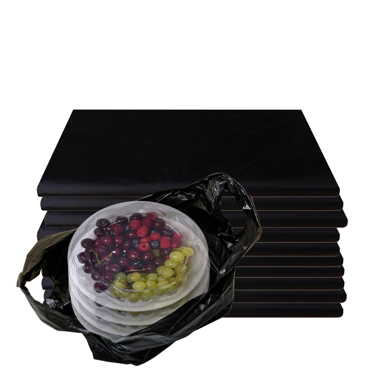 Small 1/10 Plastic Black T-Shirt Bags 8x16 inches, 13 Micron Reusable Recyclable Poly Shopping Bags