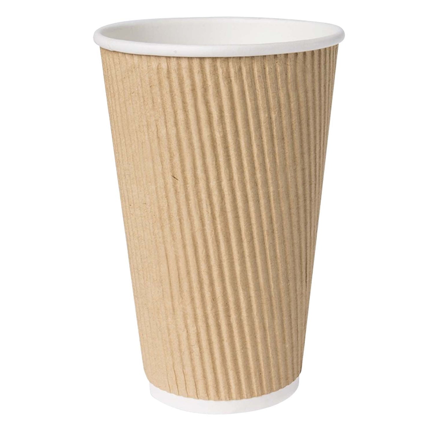 8oz Insulated Disposable Double Wall Ripple Paper Hot Cold Cups with White Flat Lids