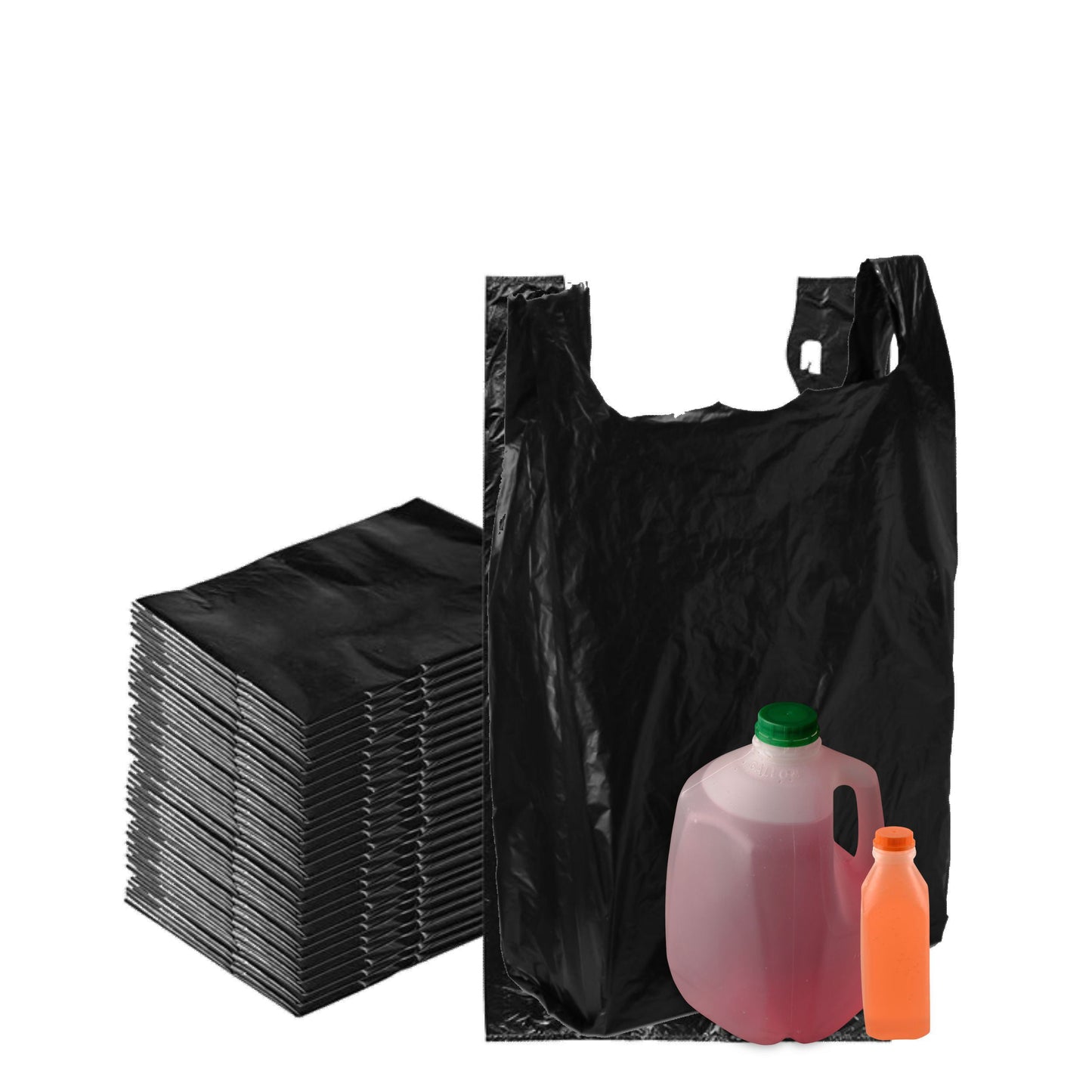 Plastic Black Jumbo Shopping Bags, Grocery Bags, Poly Bags, Multi-Use, Jumbo Size, Reusable Carry Out Bags (18x8x32 in.) (13 Micron) (100)