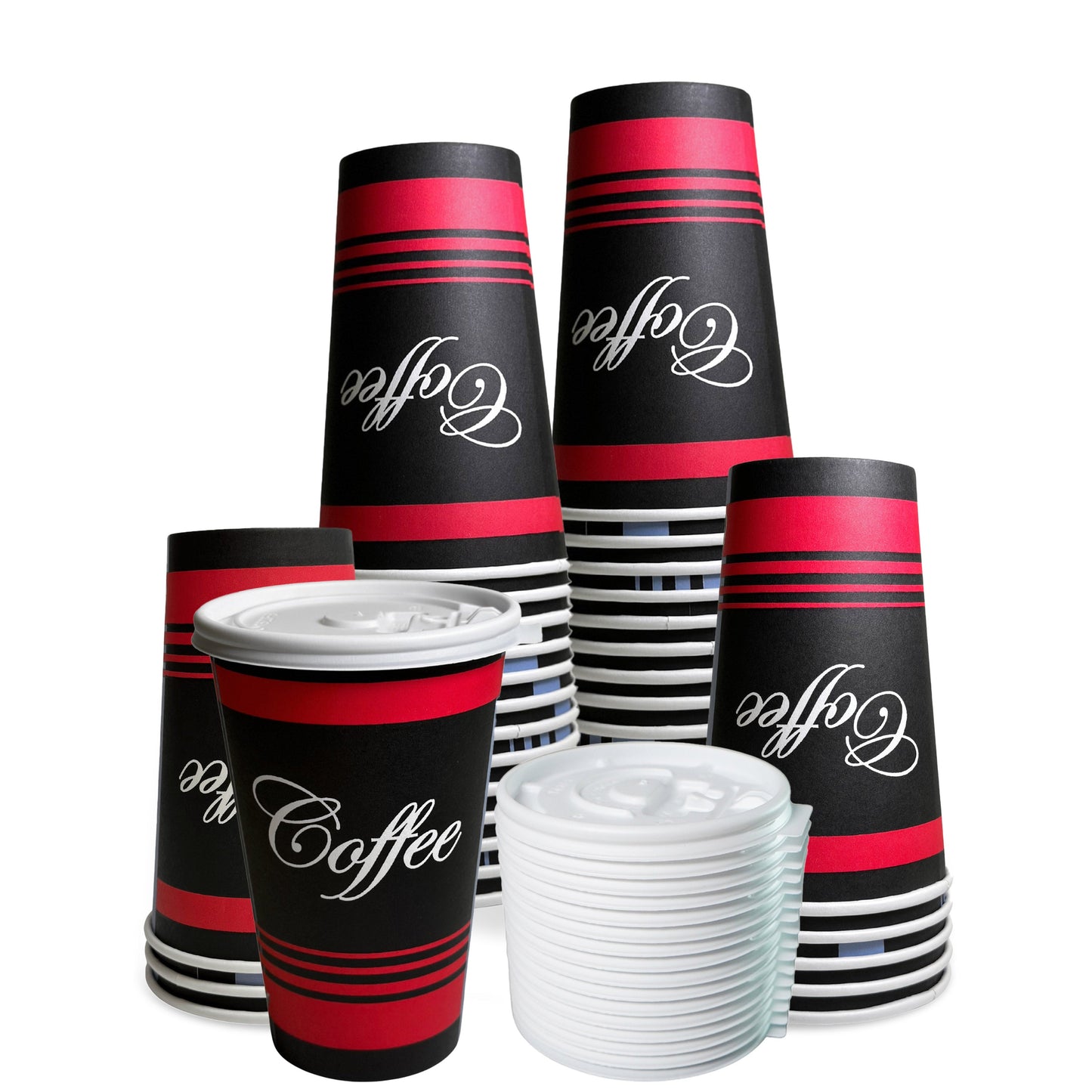 Design Disposable Paper Coffee Cups with White Flat Lids
