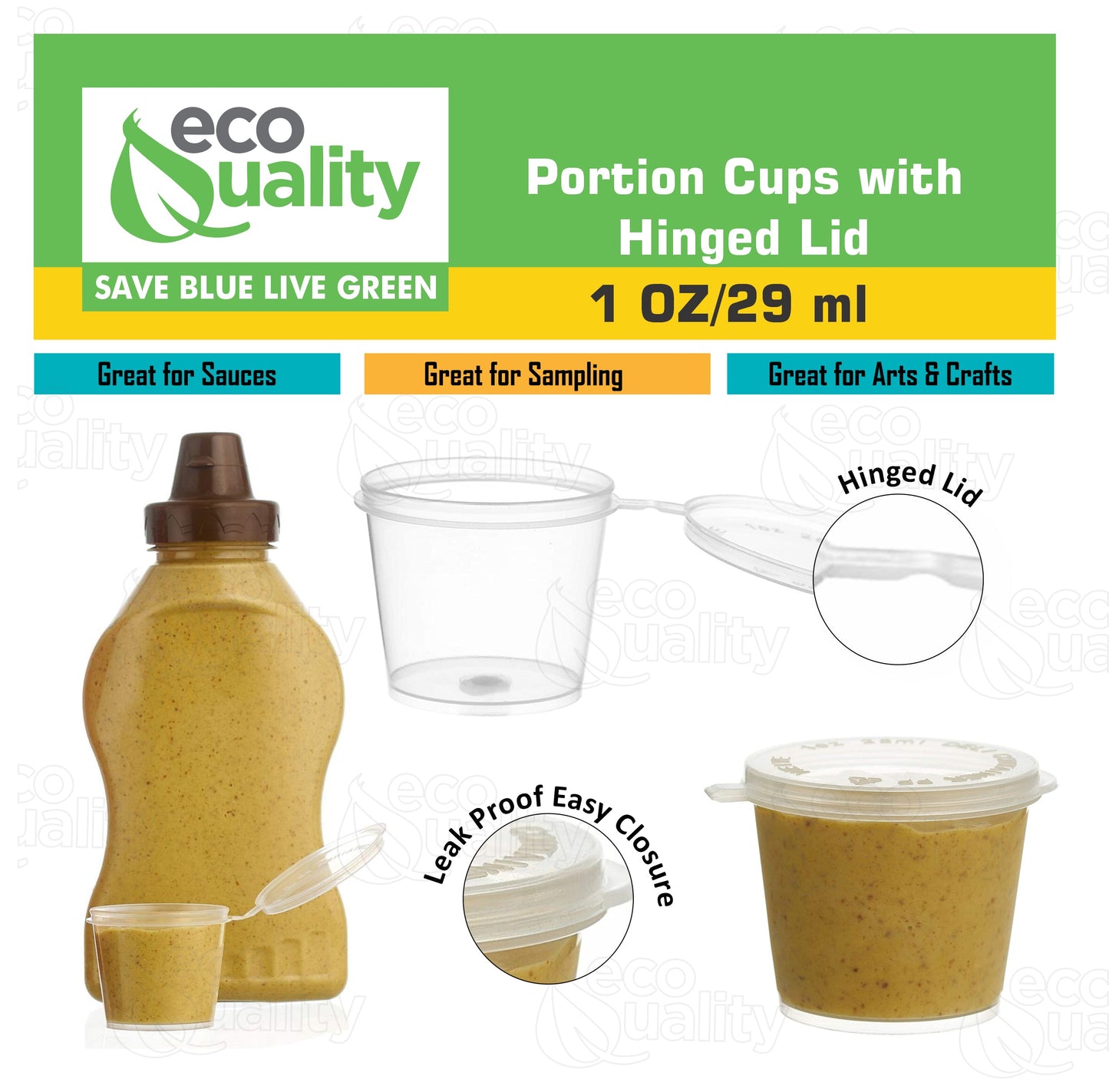 travel size To Go Take Out tasting Portion Dipping containers restaurant fast food food packaging jello shot slime storage diy small Plastic leak proof freezer safe leak proof ketchup mustard  mayo hot sauce hinged lid Disposable Portion Condiment Clear 1oz 1 ounce economical bulk wholesale ecoquality restaurant fast food supplies