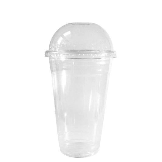 20oz Disposable Pet Clear Plastic Smoothie Cups with Clear Dome Lids