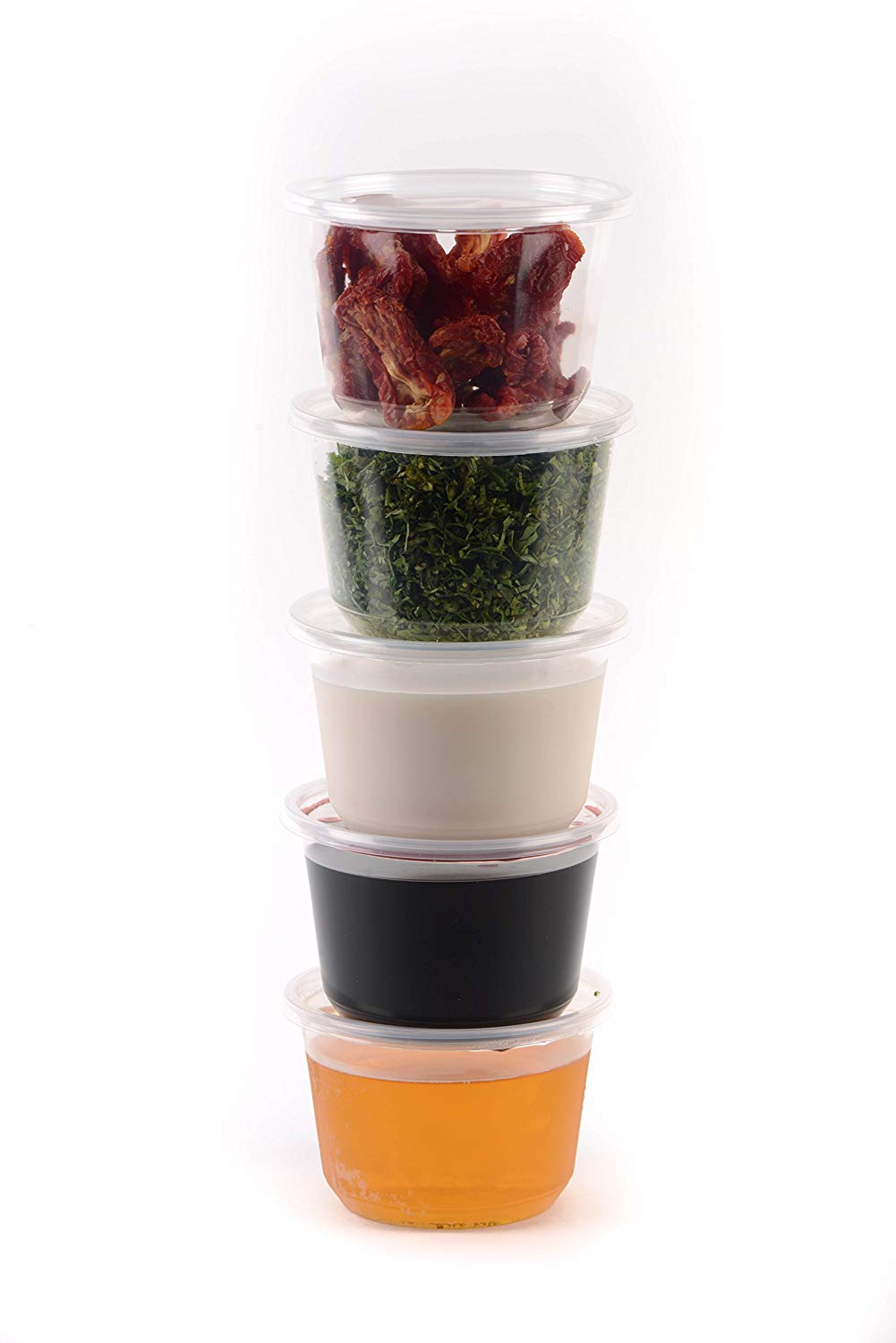 Round Plastic Deli Food Storage Containers with Lids Translucent Clear (8oz, 16oz, 32oz)