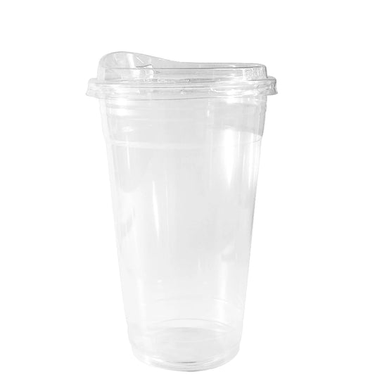 20oz Disposable Pet Clear Plastic Smoothie Cups with Sip Through Lids