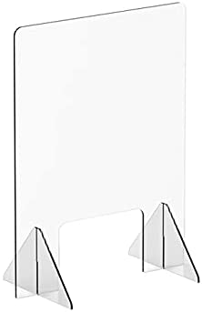 Countertop Desk Sneeze Guards Personal Protection Guard Shield with Window - Protective Plastic Acrylic Plexiglass Screen Divider Barrier Shield, Cashier, Checkout, Reception and Desk