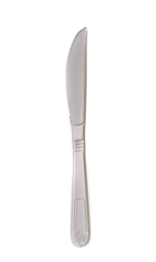 [50] Disposable Plastic Heavy Weight Knives Black/White Unwrapped