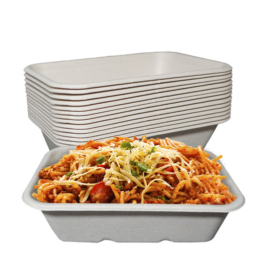 Compostable Sugarcane Fiber Bowl, eco-friendly food storage, sustainable, compostable, oblong bowl made from sugarcane fiber, compostable food storage, Biodegradable, Disposable