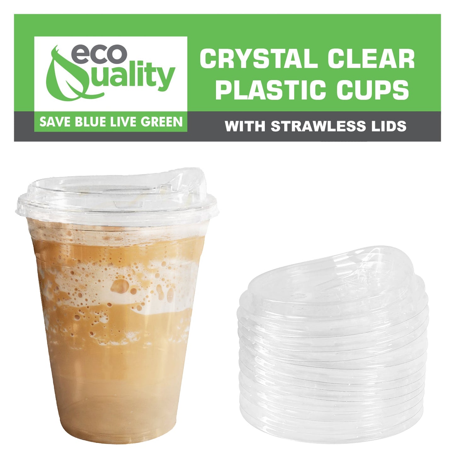 24oz Disposable Pet Clear Plastic Smoothie Cups with Sip Through Lids