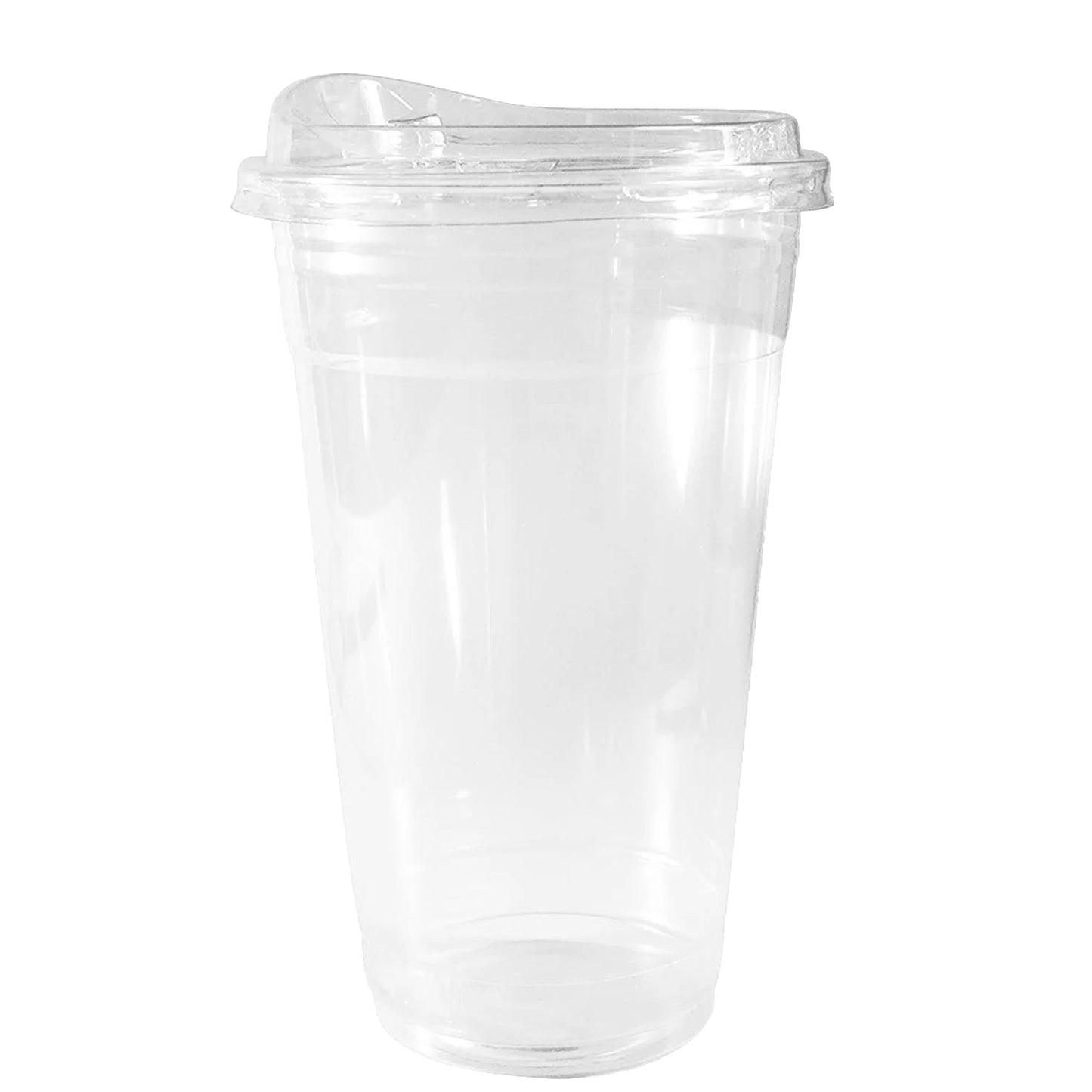 24oz Disposable Pet Clear Plastic Smoothie Cups with Sip Through Lids