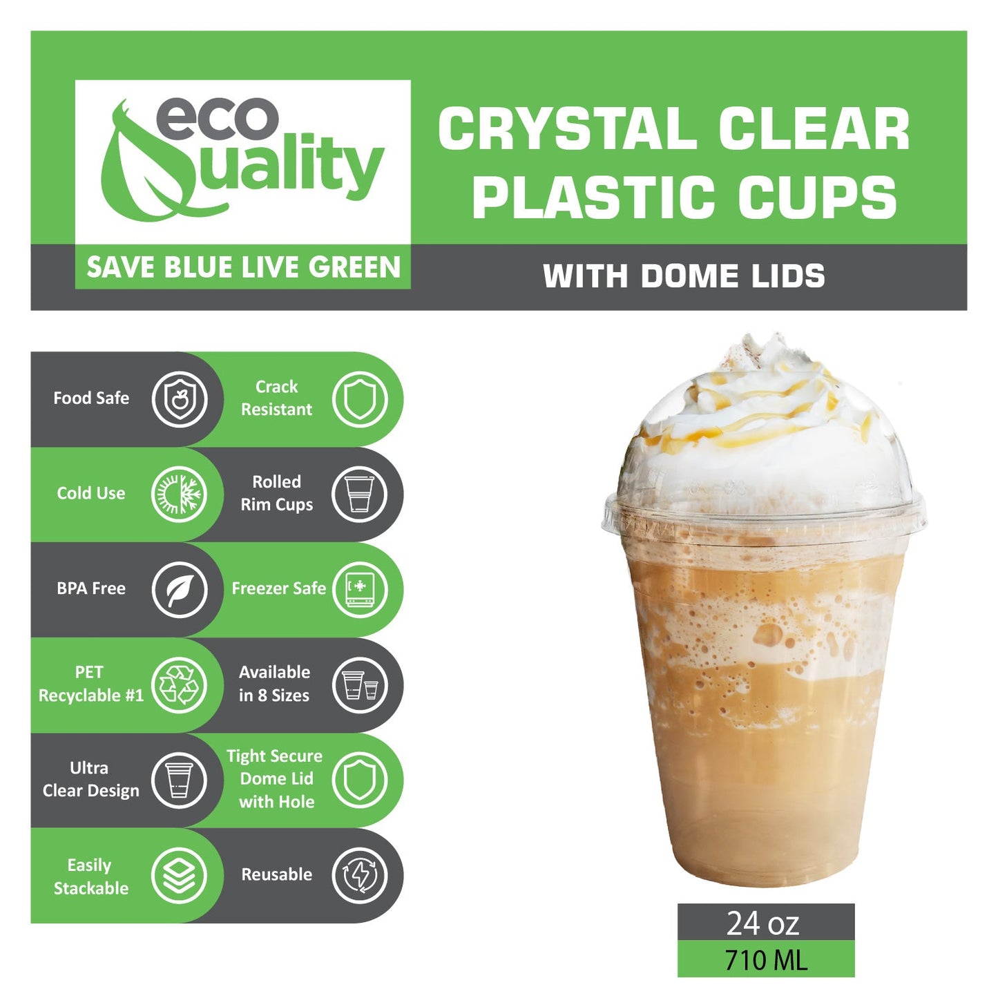 Disposable Pet Clear Plastic Smoothie Cups with Clear Dome Lids