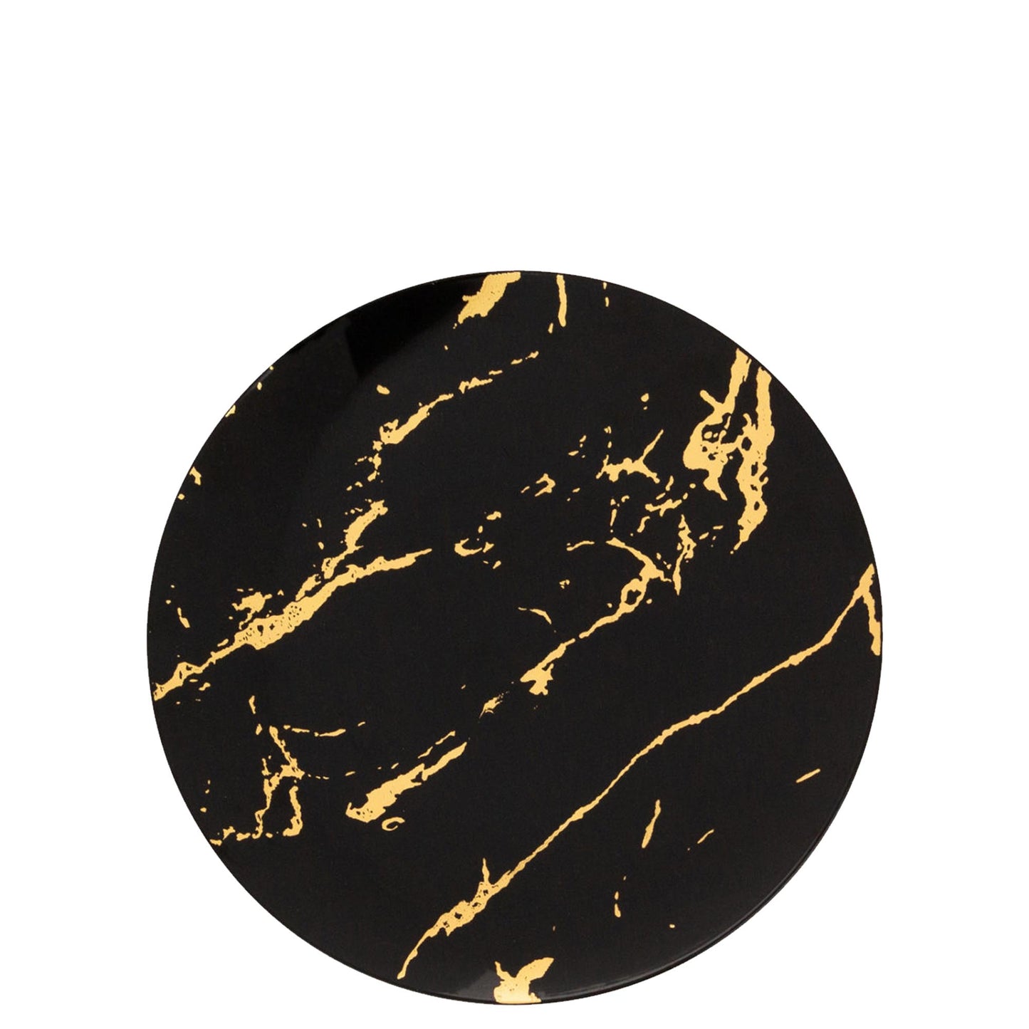 7.5" Plastic Black Salad Plates Gold Stroke Collection