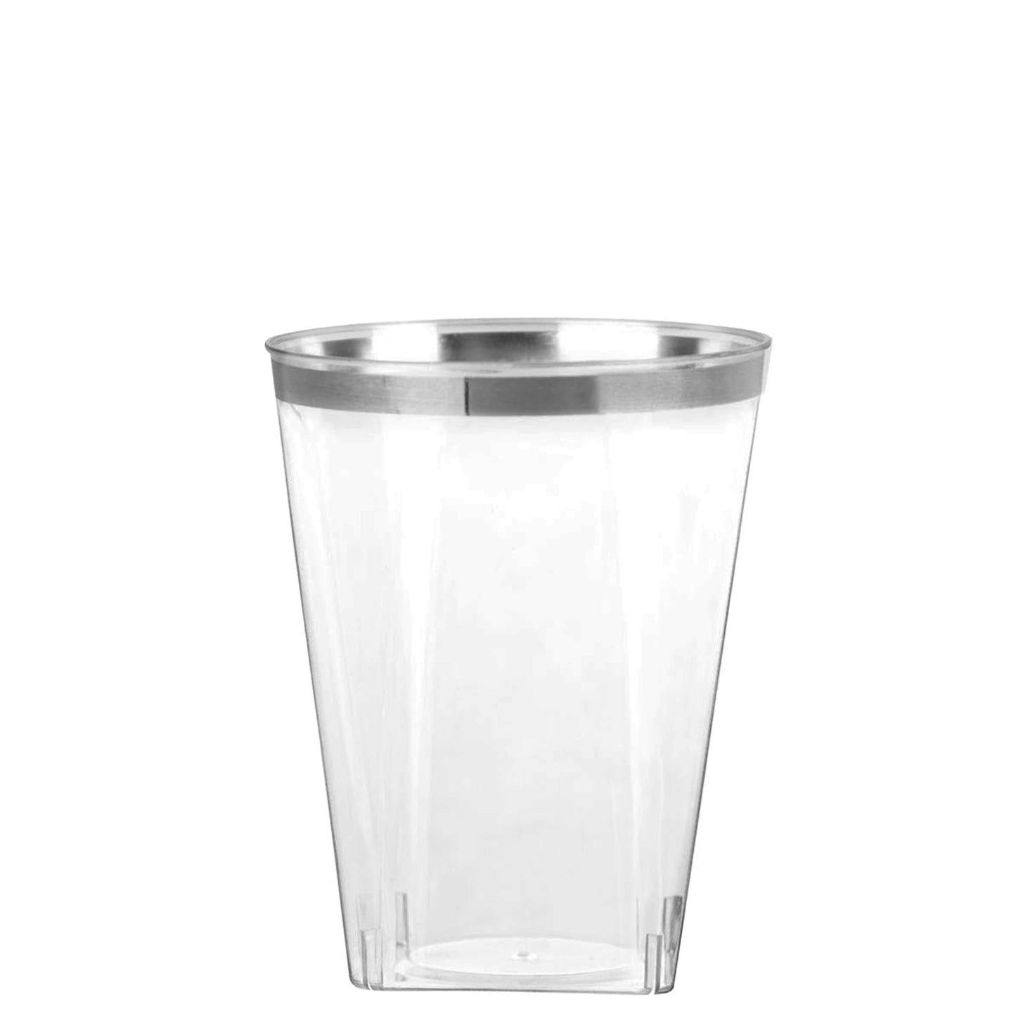 10oz Clear Silver Rim Plastic Square Tumblers