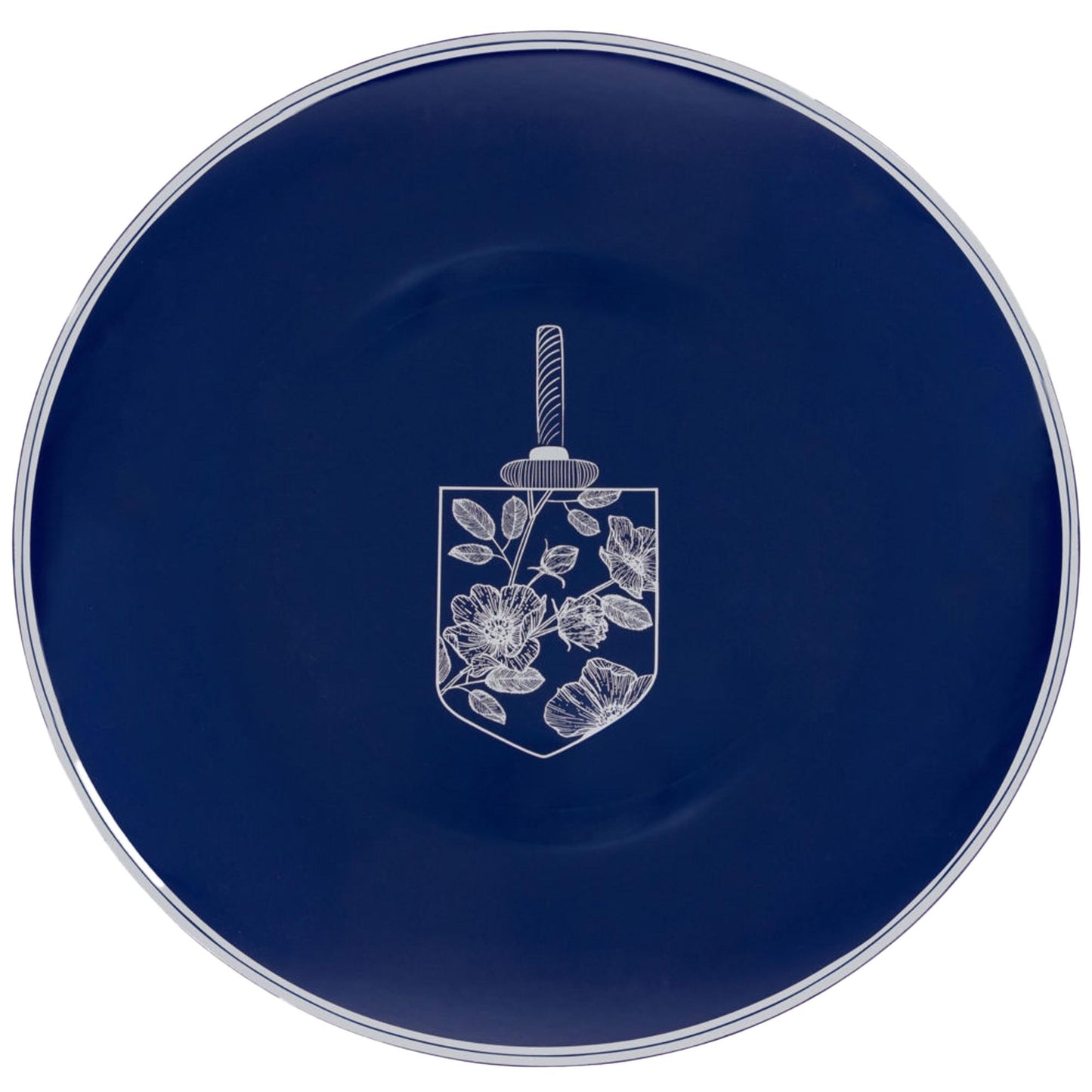 10.25" Disposable Chanukah Hanukkah Plastic Dinner Plates Blue/Silver