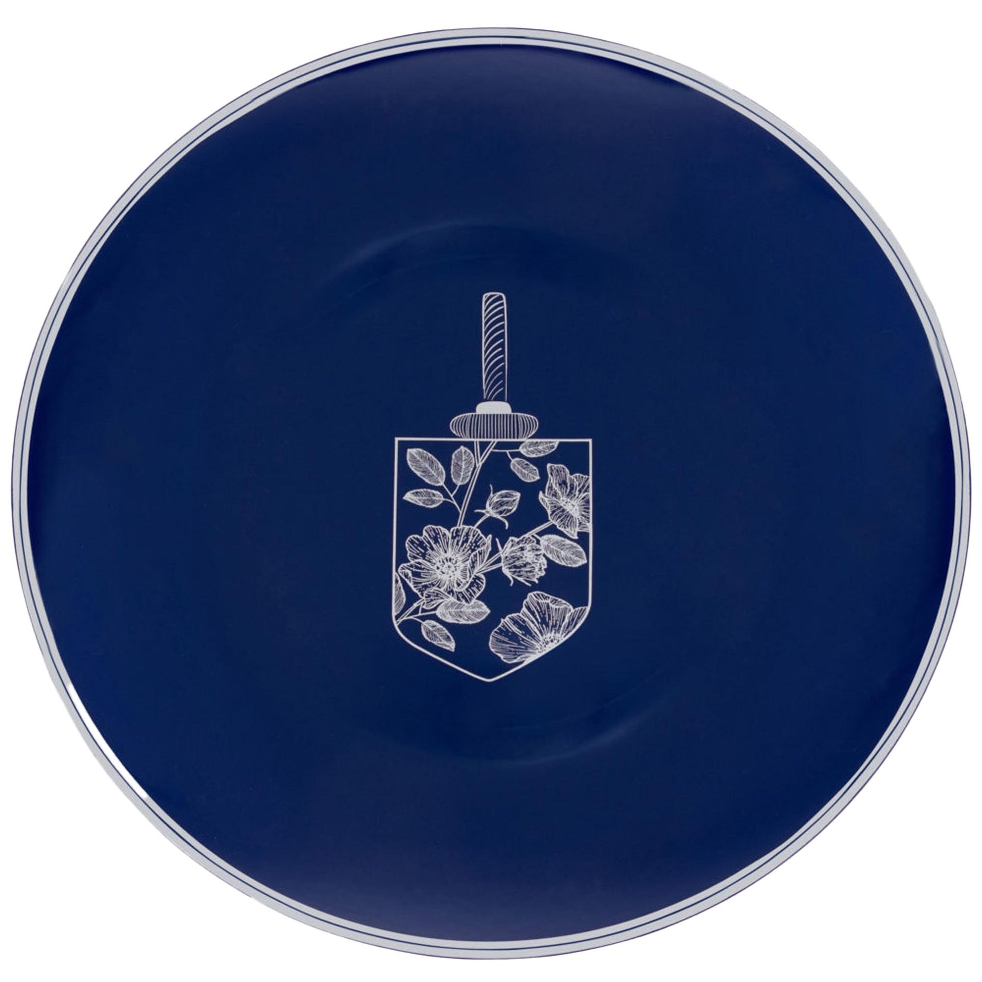 10.25" Disposable Chanukah Hanukkah Plastic Dinner Plates Blue/Silver