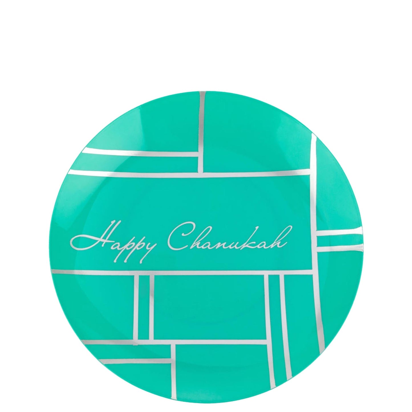 8" Green/Silver Geometric Plates Chanukah Collection