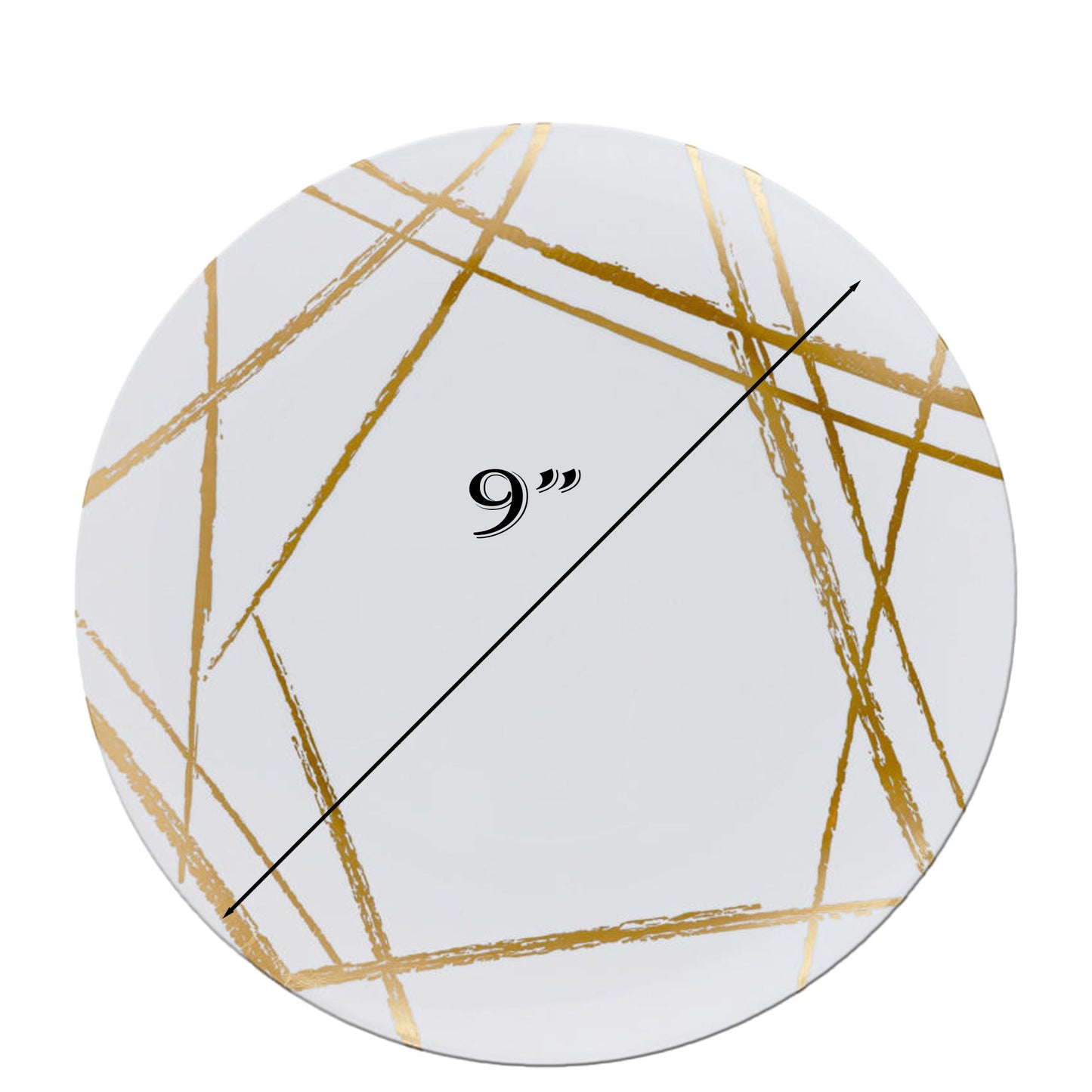 Plastic White Lunch Plates Gold Brush Combo Party Set