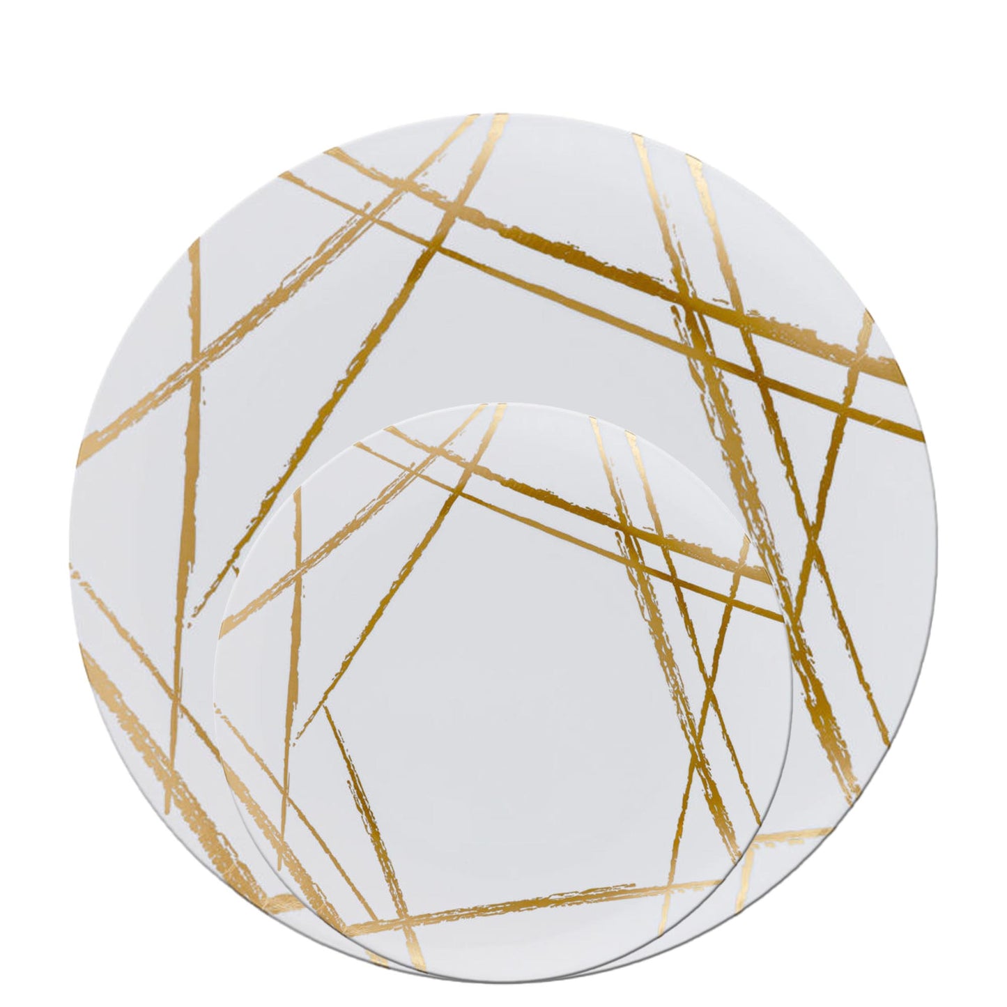 Plastic White Lunch Plates Gold Brush Combo Party Set