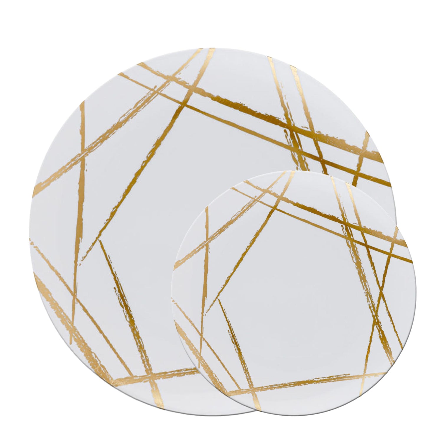 Plastic White Lunch Plates Gold Brush Combo Party Set