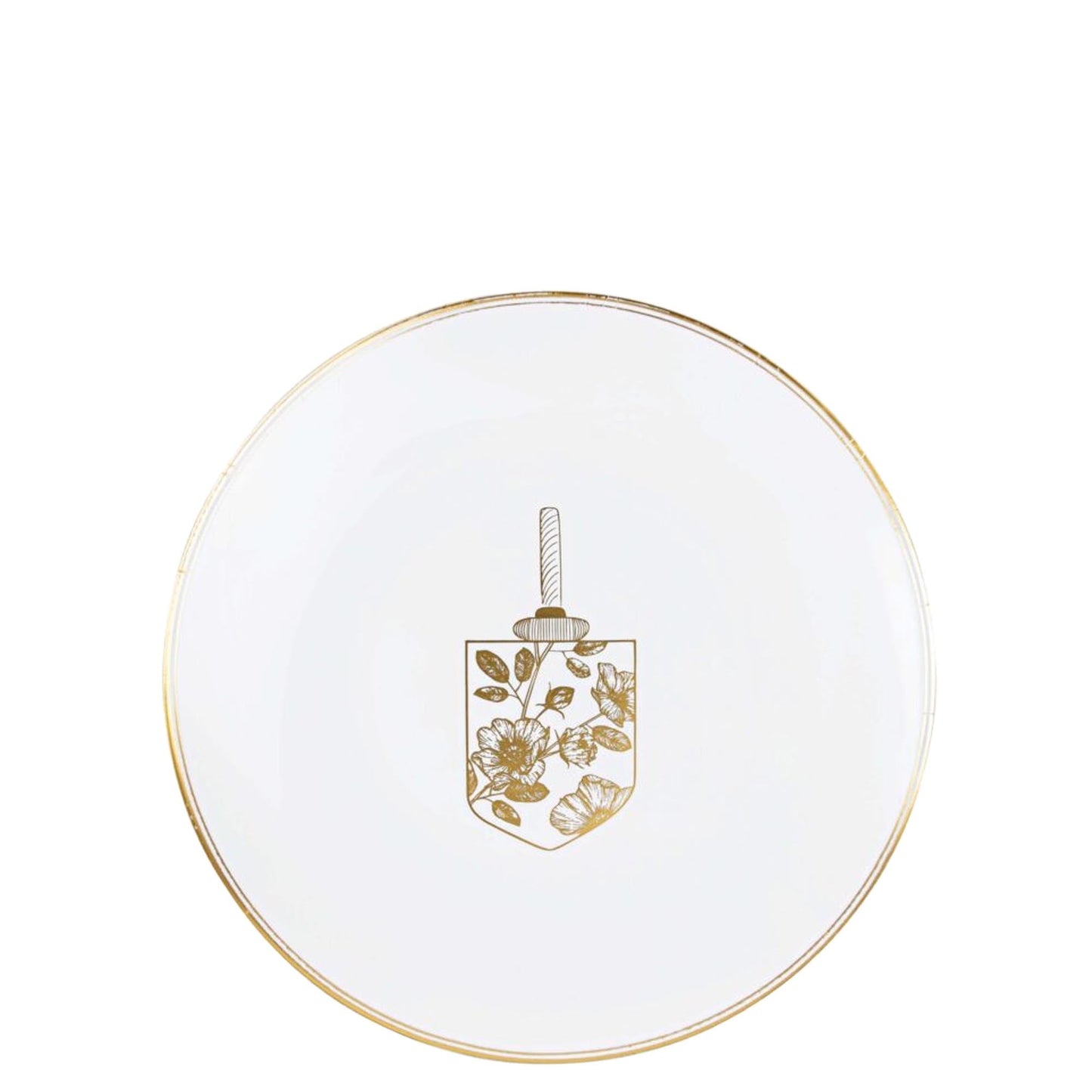 7.5" Disposable Chanukah Hanukkah Plastic Salad Plates White/Gold