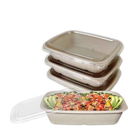 Compostable Sugarcane Fiber Bowl, eco-friendly food storage, sustainable, compostable, oblong bowl made from sugarcane fiber, compostable food storage, Biodegradable, Disposable
