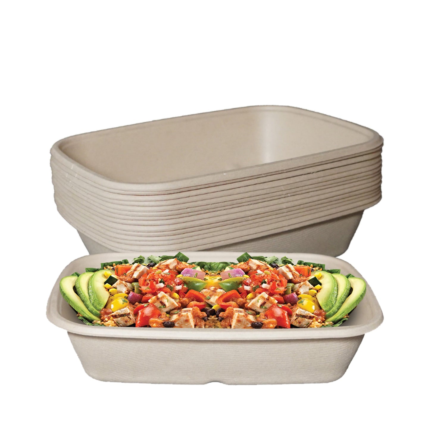Compostable Sugarcane Fiber Bowl, eco-friendly food storage, sustainable, compostable, oblong bowl made from sugarcane fiber, compostable food storage, Biodegradable, Disposable