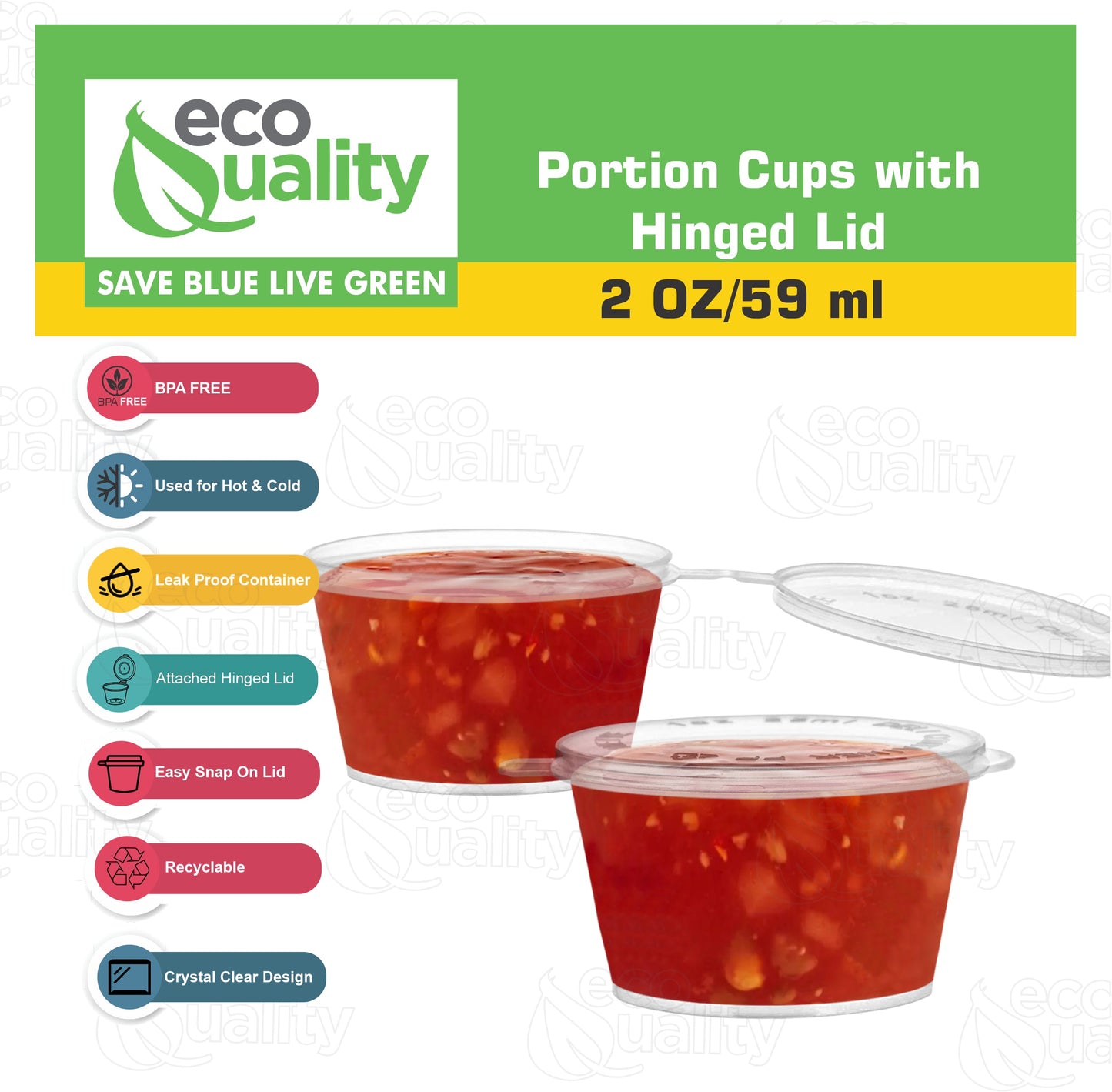 travel size To Go Take Out tasting Portion Dipping containers restaurant fast food food packaging jello shot slime storage diy small Plastic leak proof freezer safe leak proof ketchup mustard  mayo hot sauce hinged lid Disposable Portion Condiment Clear 2oz 2 ounces economical bulk wholesale ecoquality restaurant fast food supplies