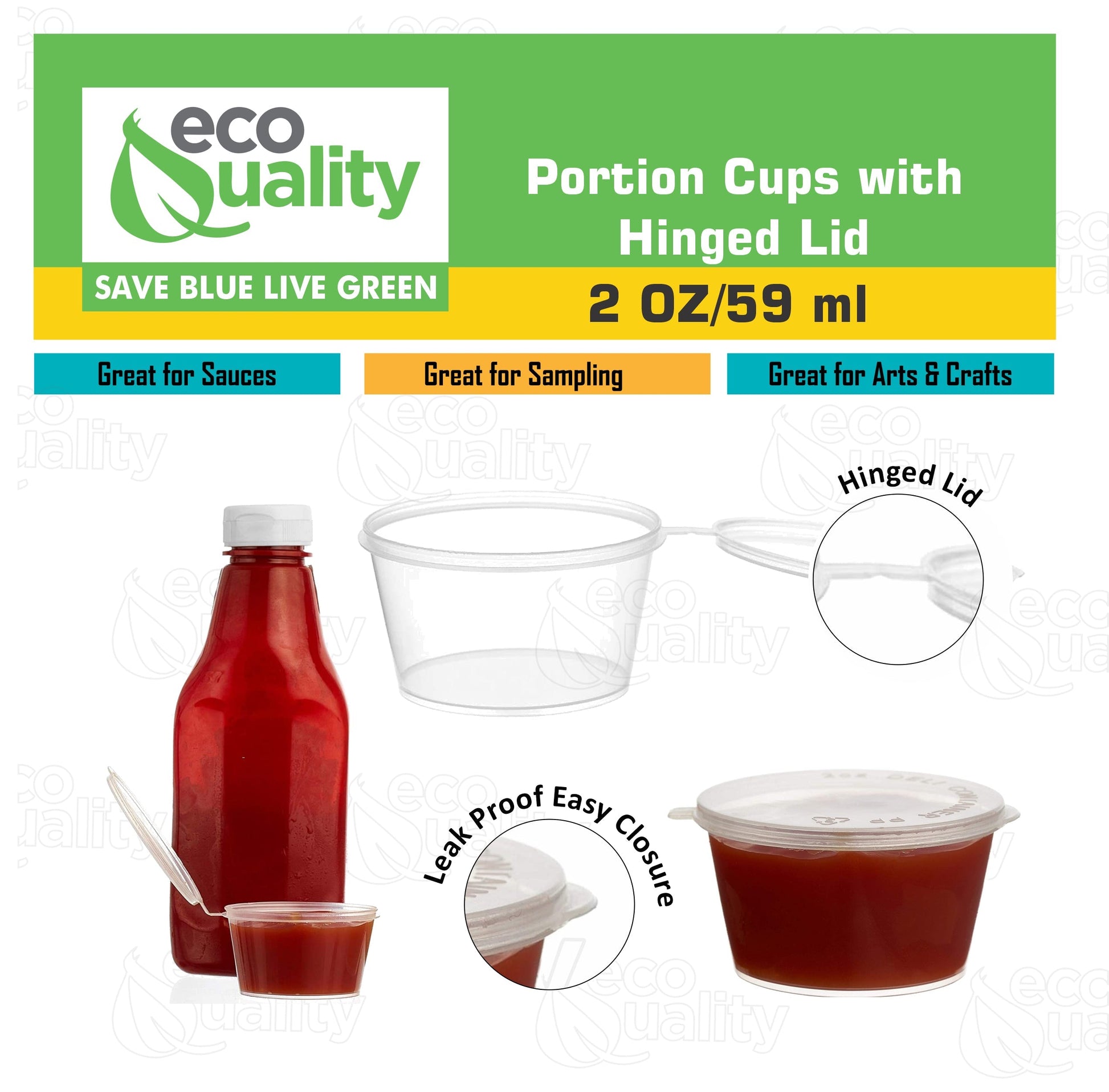 travel size To Go Take Out tasting Portion Dipping containers restaurant fast food food packaging jello shot slime storage diy small Plastic leak proof freezer safe leak proof ketchup mustard  mayo hot sauce hinged lid Disposable Portion Condiment Clear 2oz 2 ounces economical bulk wholesale ecoquality restaurant fast food supplies