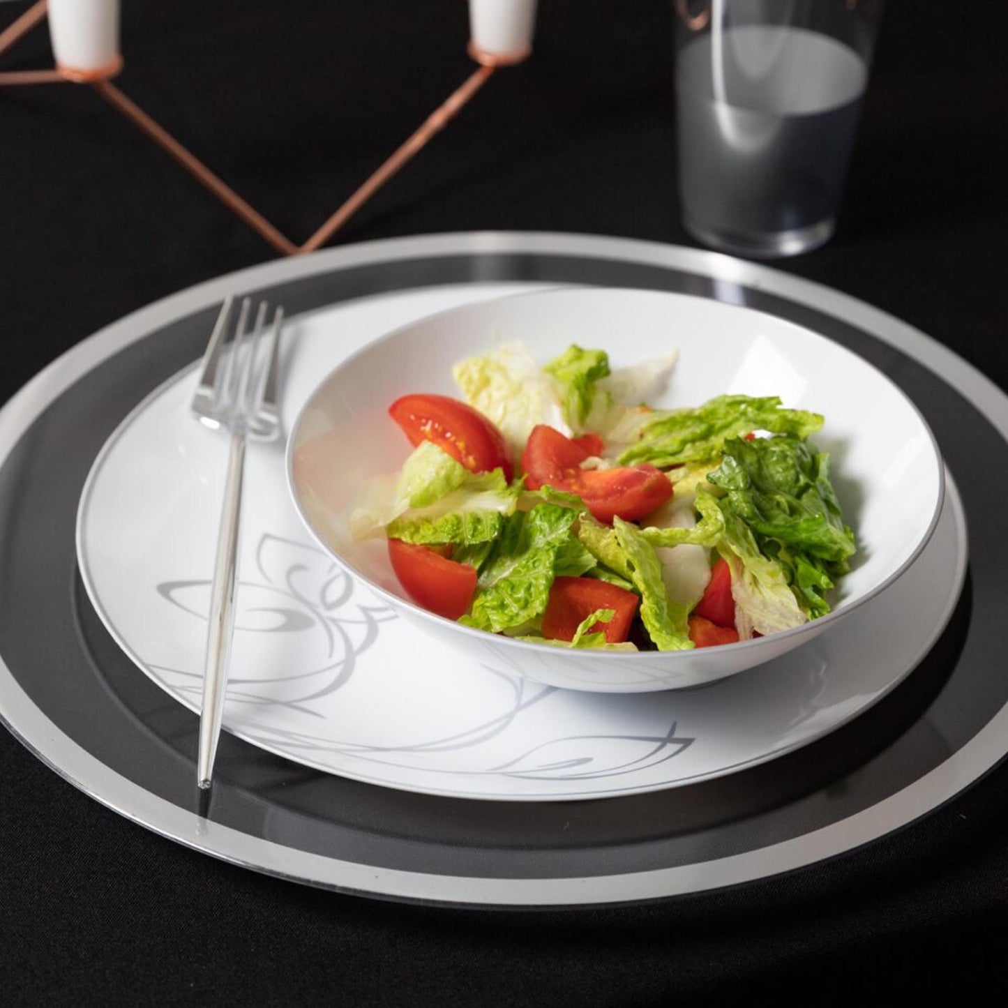 disposable bowls dinner White plastic elegant tableware dinneware serveware china like salad bowl dessert bowl 16oz 16 ounce