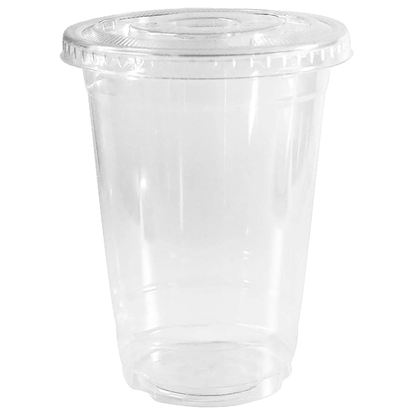 32oz Disposable Pet Clear Plastic Smoothie Cups with Clear Flat Lids