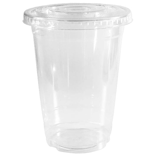 32oz Disposable Pet Clear Plastic Smoothie Cups with Clear Flat Lids