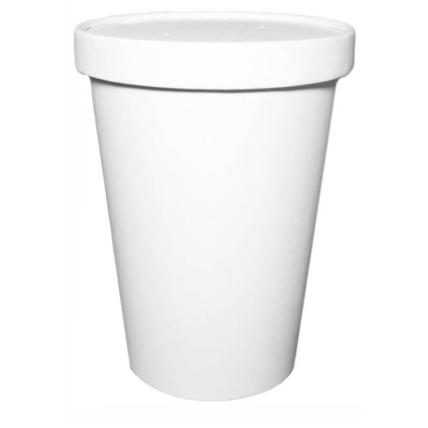 32oz Disposable White Paper Soup Containers Ice-Cream Paper Cup With Vented Lids