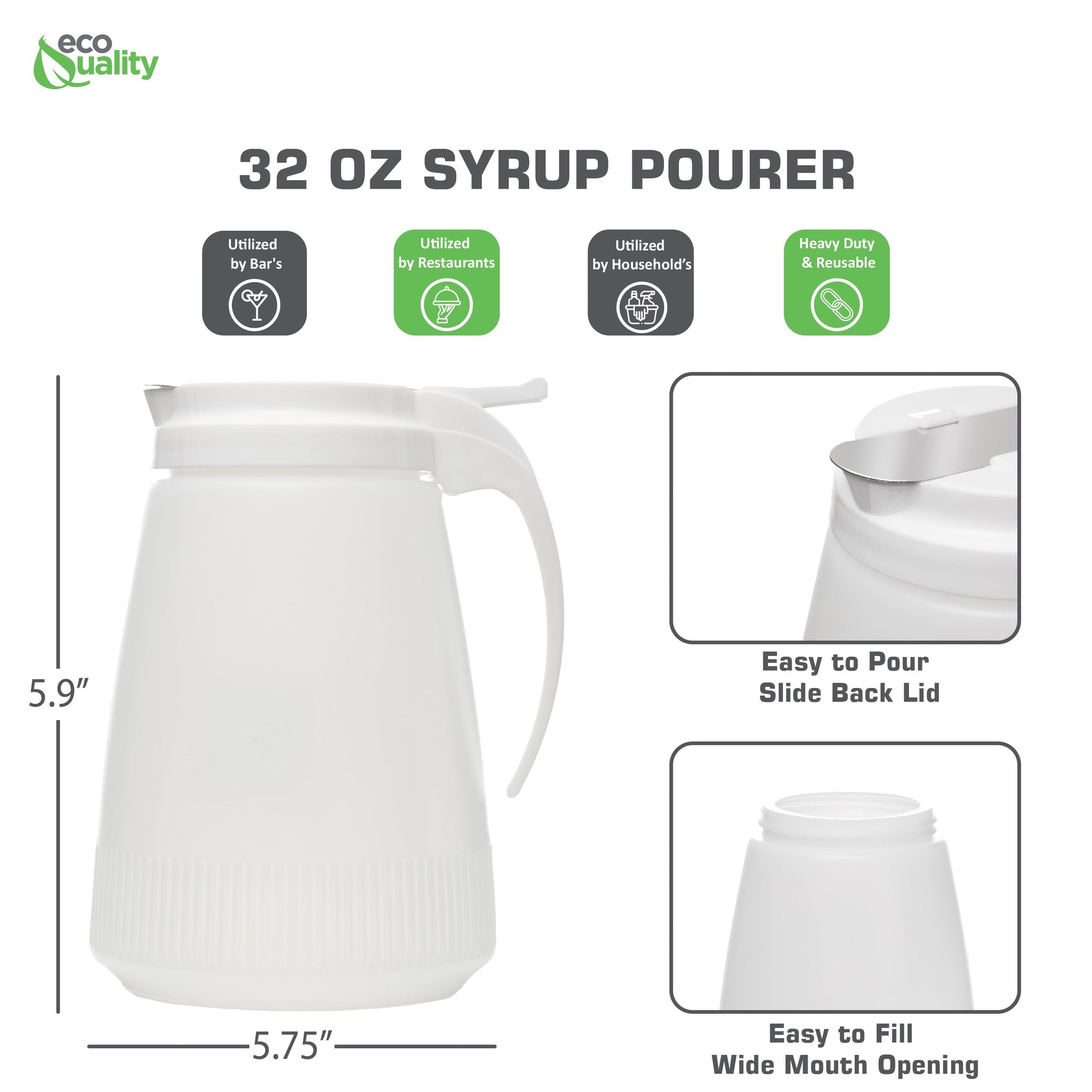 Ideal for dressings, batters, oils, syrups, dry sugars and mixes. Utilized by many Restaurants, Diners, Offices, Catering Parties and Home uses!