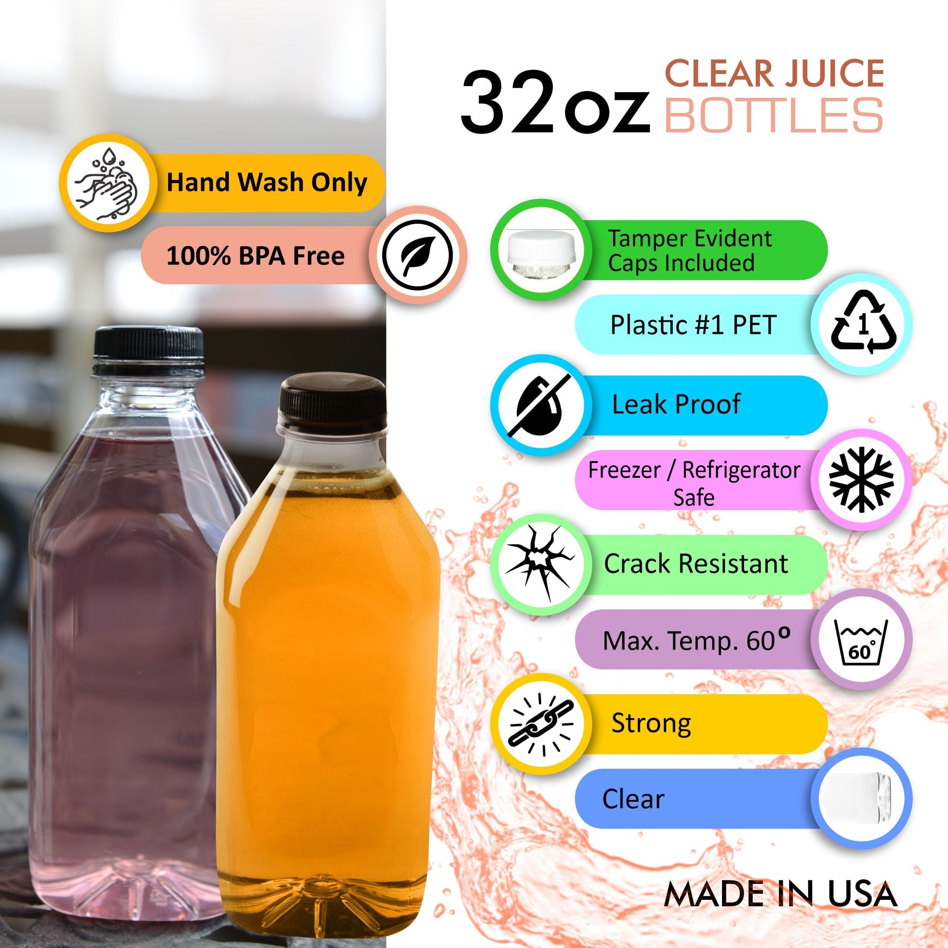 homemade drinks bulk plastic bottles cocktails nutcracker Water Bottles Water Bottle with Lid Water Bottle Plastic Juice Bottle meal prep Juice Container juice bottle lids Empty Juice Bottle Clear Juice Bottles Clear Juice Bottle Bottle Juice bottle 32oz 32 ounces green fruit vegetable natural fresh squeeze juicing cleansing clear