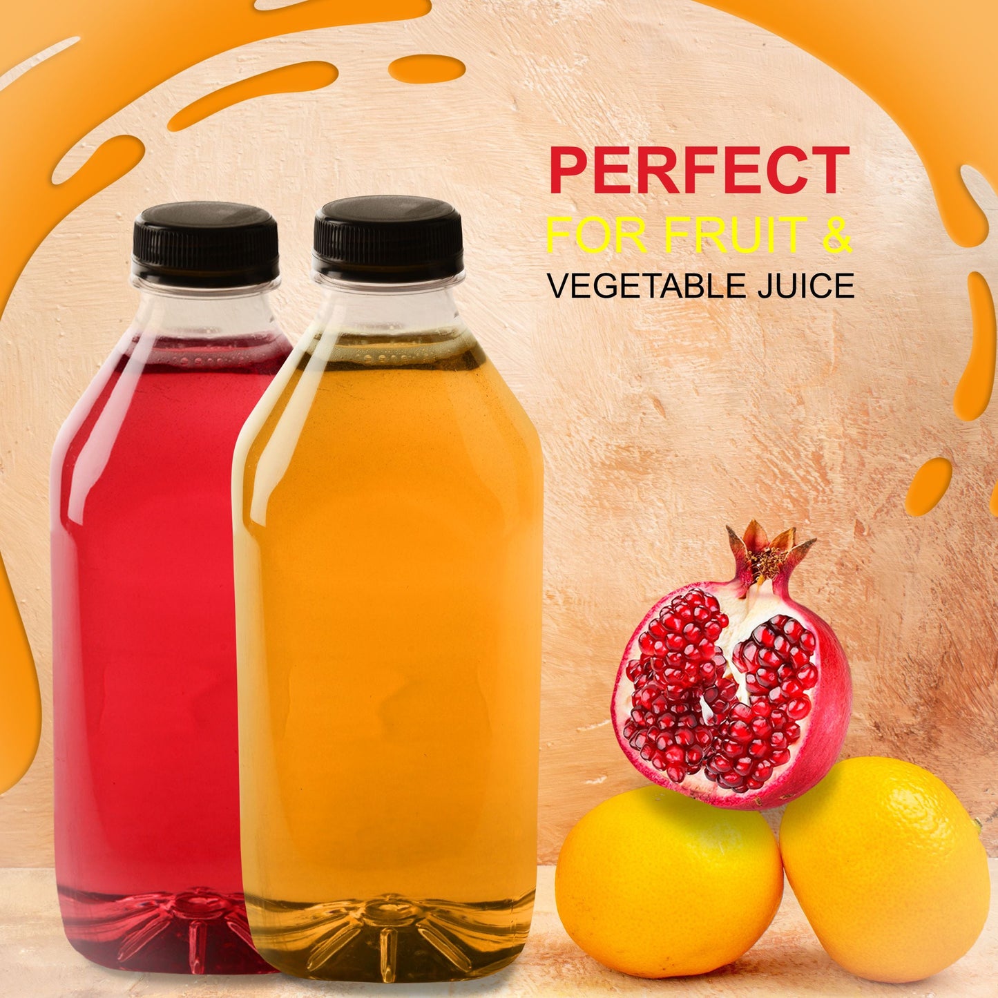 32oz Empty Clear Plastic Juice Bottles with Tamper Evident Caps