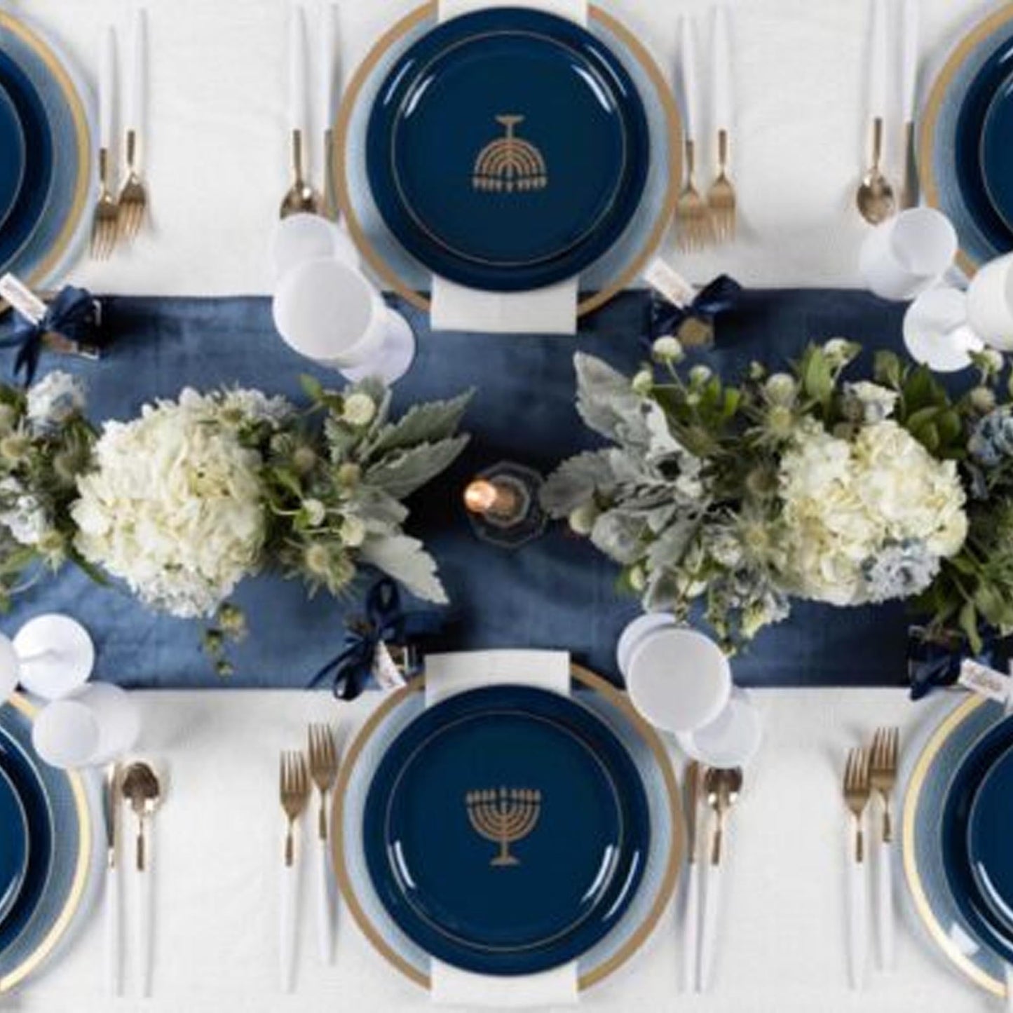 Chanukah Dessert Plate Dinner Plate Blue Charger Plate 10 inch 7 inch Holiday Party Hanukkah Disposable Plates Cobalt Dinner Plates