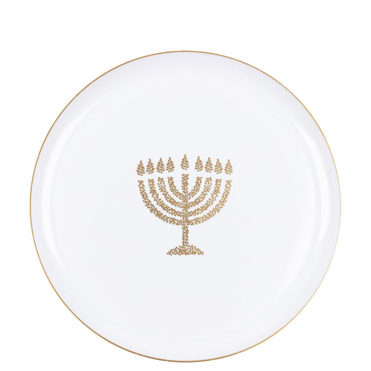 Chanukah Dessert Plate Dinner Plate White Gold Charger Plate 10 inch 7 inch Holiday Party Hanukkah Disposable Plates Cobalt Dinner Salad Dessert Plates