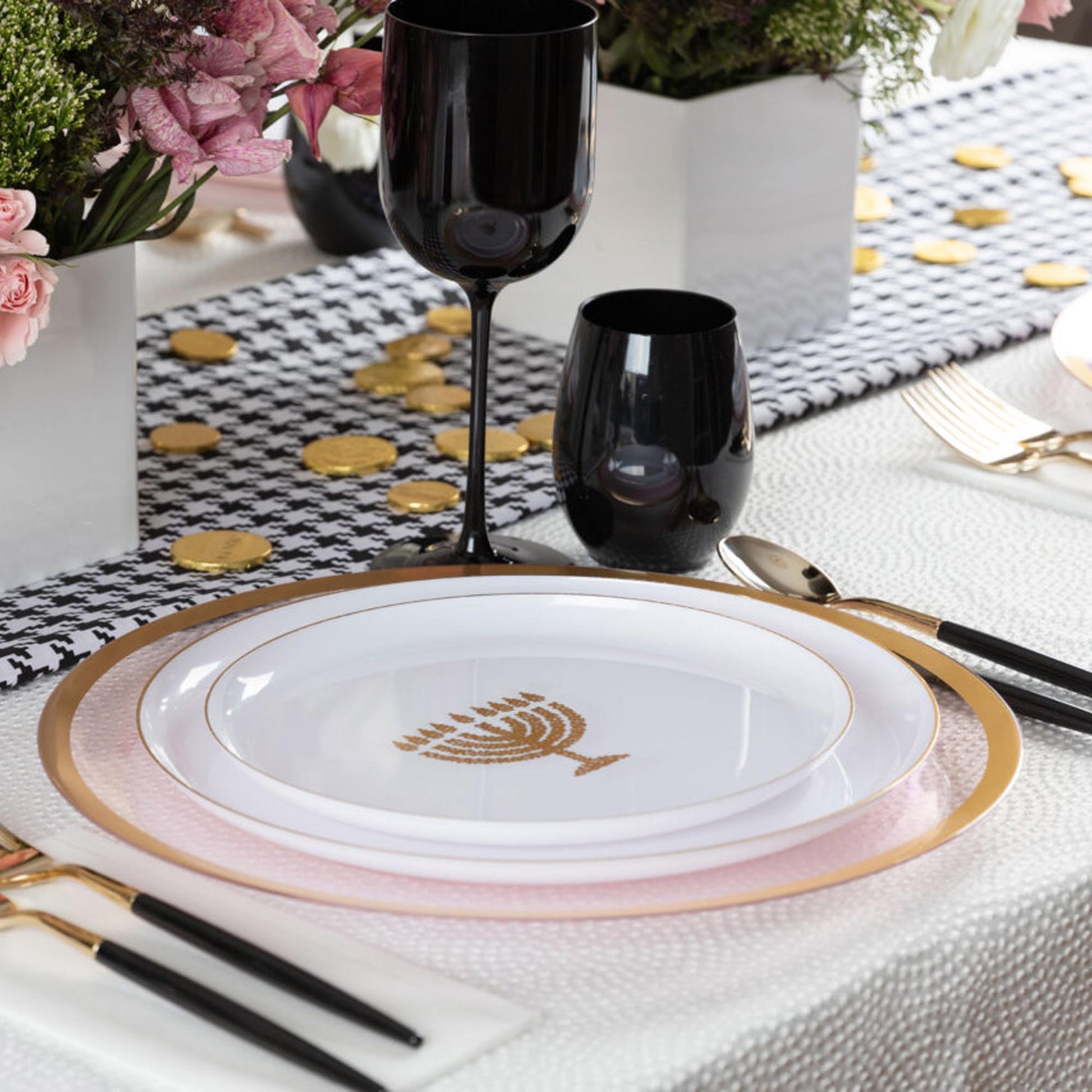 Chanukah Dessert Plate Dinner Plate White Gold Charger Plate 10 inch 7 inch Holiday Party Hanukkah Disposable Plates Cobalt Dinner Salad Dessert Plates