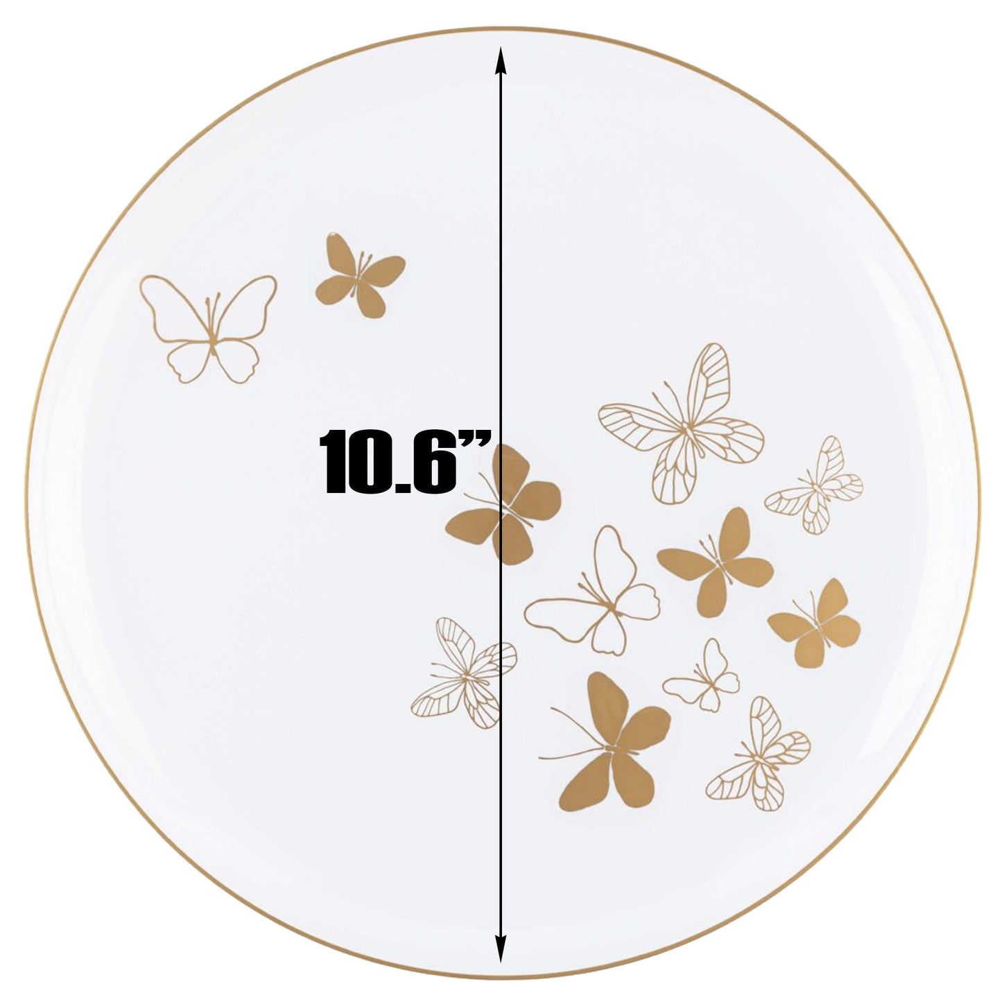 Plastic Tableware White Gold Butterfly Collection Dinner Party Set