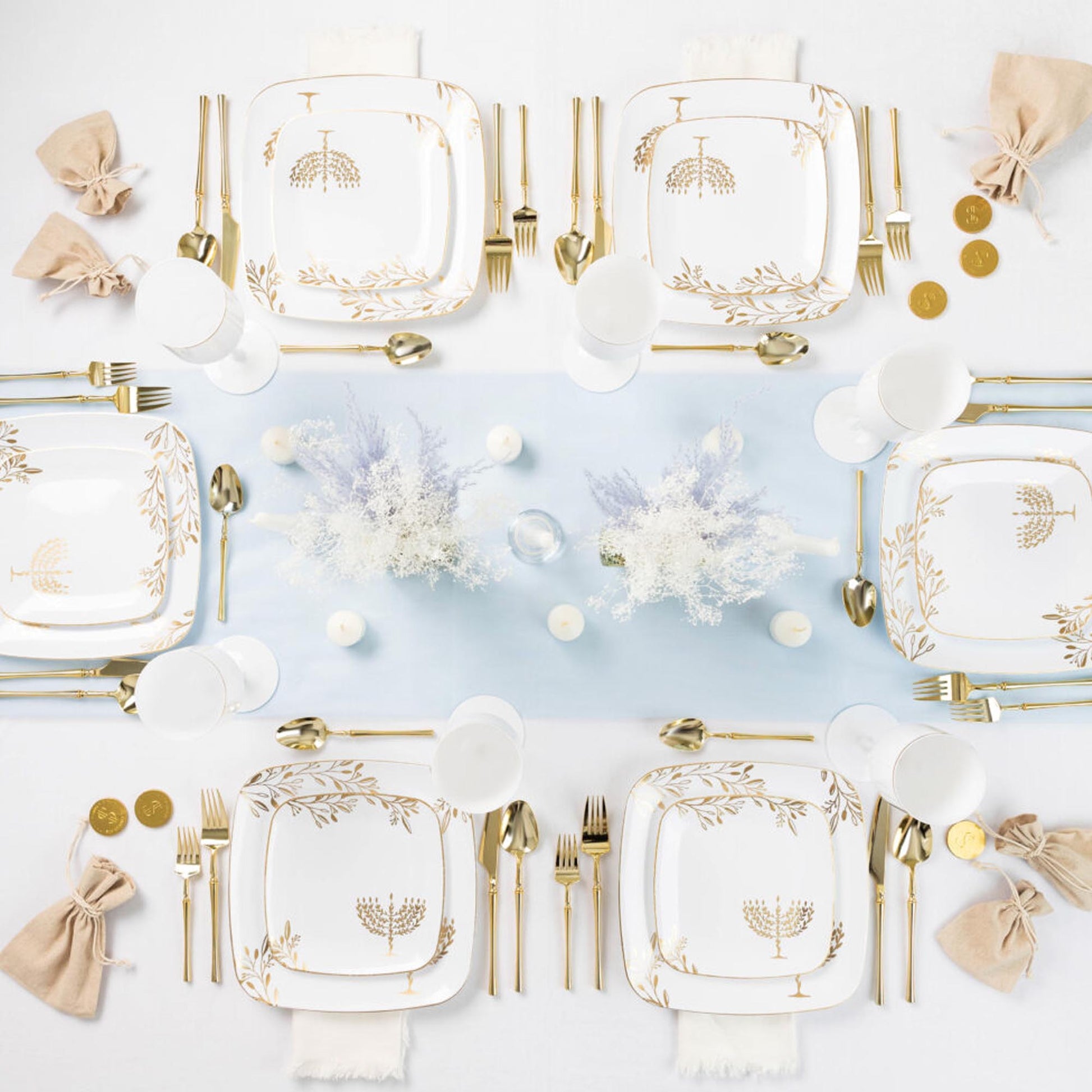 Chanukah Dessert Plate Dinner Plate Blue Charger Plate 10 inch 7 inch Holiday Party Hanukkah Disposable Plates Gold Dinner Plates