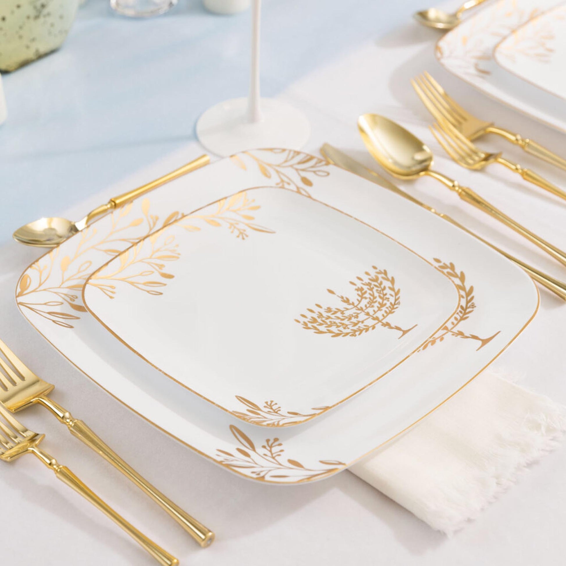 Chanukah Dessert Plate Dinner Plate Blue Charger Plate 10 inch 7 inch Holiday Party Hanukkah Disposable Plates Gold Dinner Plates