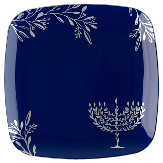 Chanukah Dessert Plate Dinner Plate Blue Charger Plate 10 inch 7 inch Holiday Party Hanukkah Disposable Plates Cobalt Dinner Plates