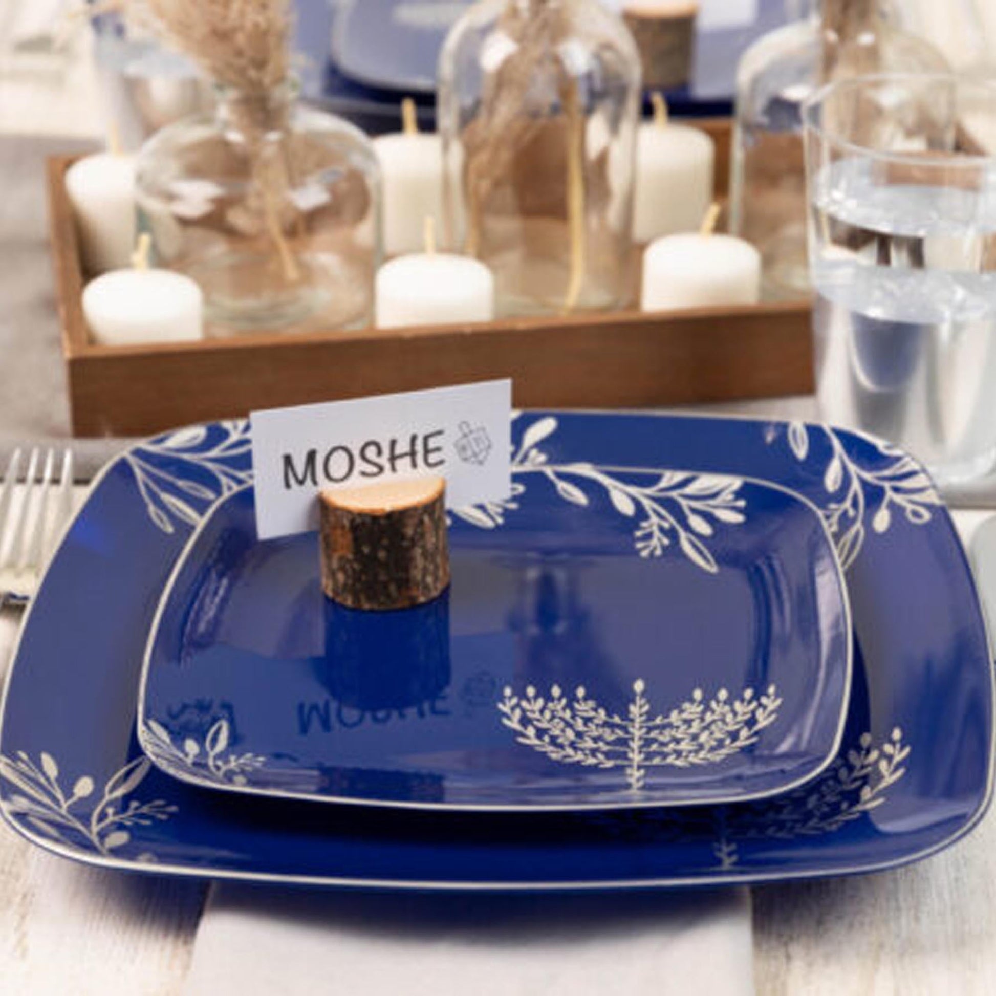 Chanukah Dessert Plate Dinner Plate Blue Charger Plate 10 inch 7 inch Holiday Party Hanukkah Disposable Plates Cobalt Dinner Plates