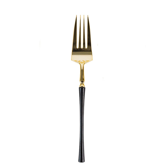 Plastic Dinner Forks Black and Gold Infinity Flatware Collection
