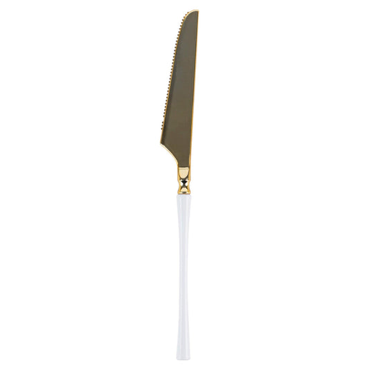 Plastic Knives White and Gold Infinity Flatware Collection