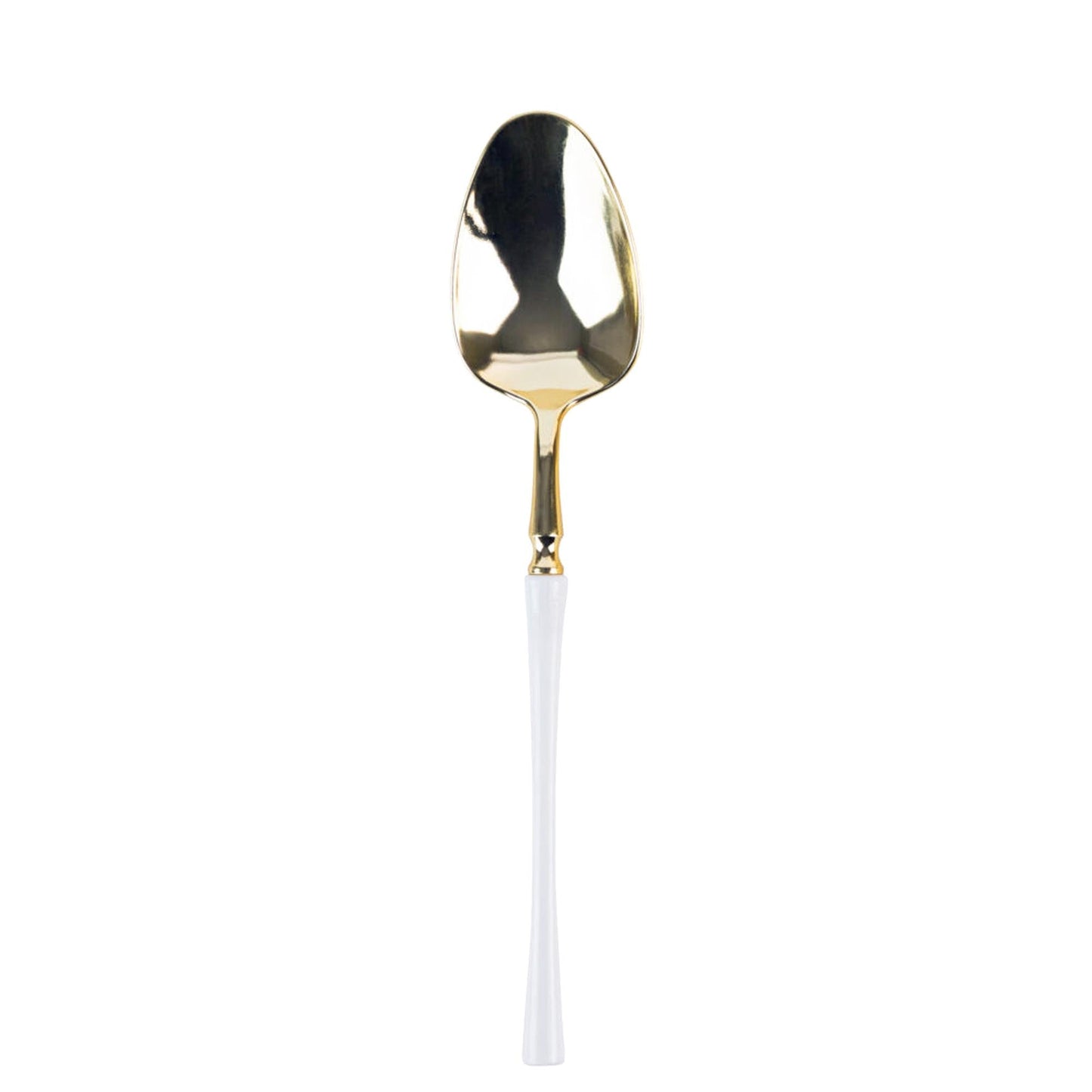 Plastic Soup Spoons White and Gold Infinity Flatware Collection