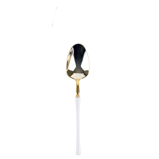 Plastic Tea Spoons White and Gold Infinity Flatware Collection