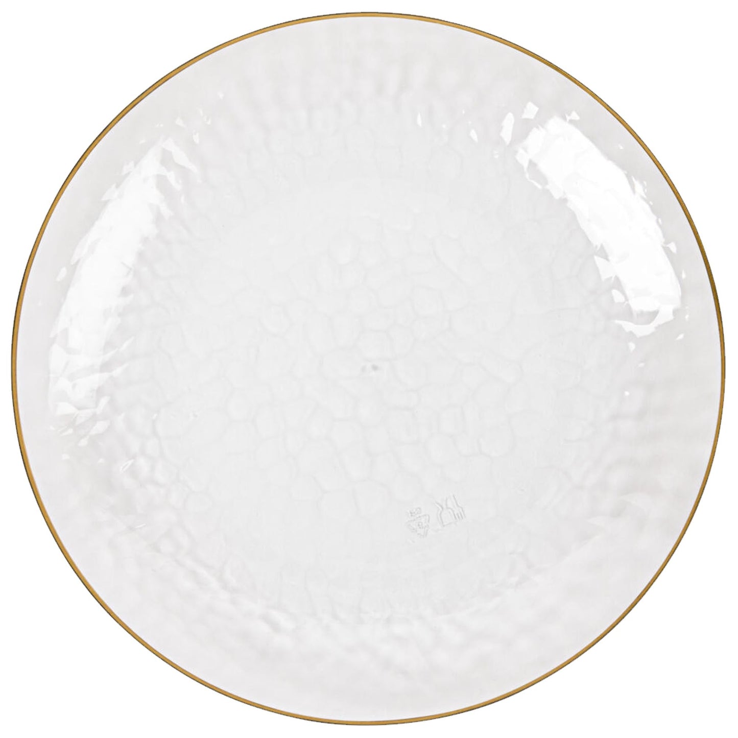 Plastic Tableware Clear Plate Gold Rim Hammered Transparent Organic Collection Dinner Party Set