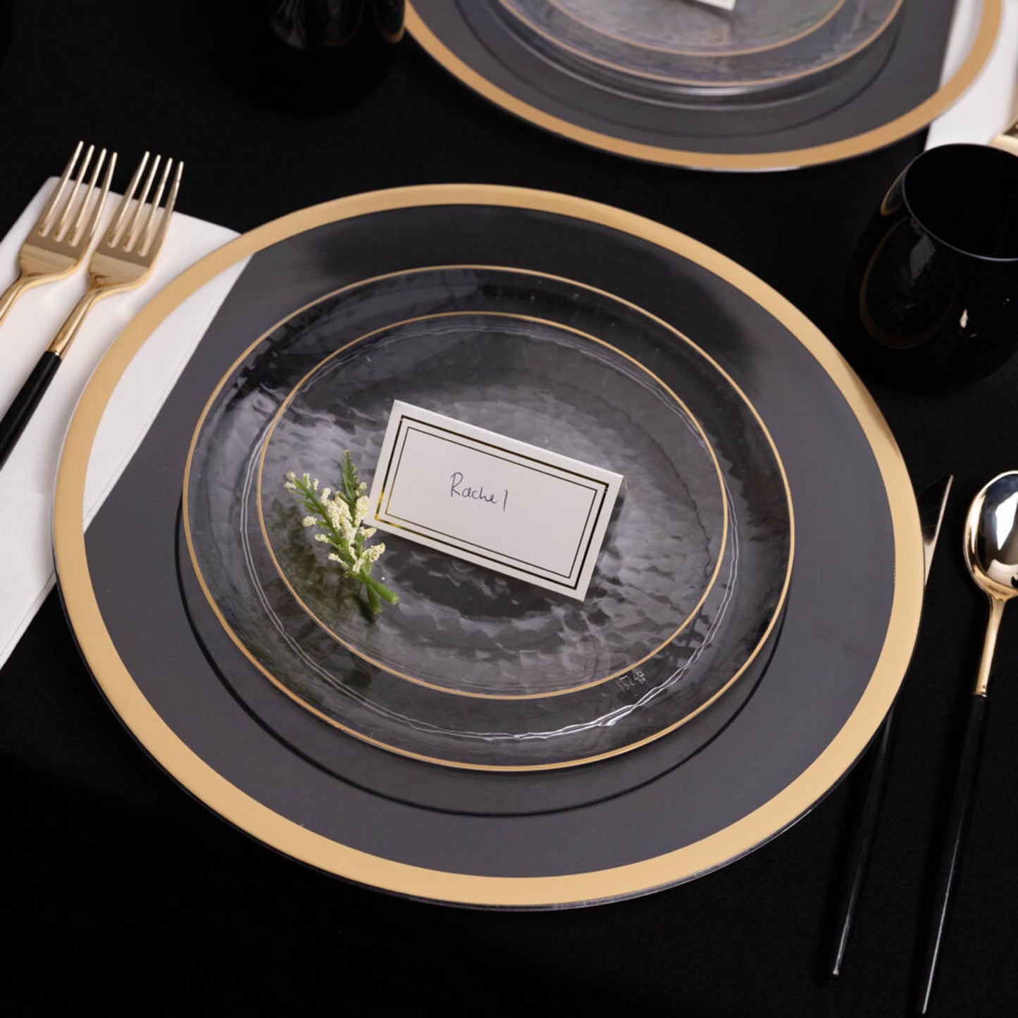 Plastic Party Plates  Household Supplies Disposable Plastic Plates Bbq plates  fancy disposable plates heavy duty plates classic elegant  sturdy plates  reusable wedding dinner salad `dessert  plates catering high quality birthday  anniversary plating
