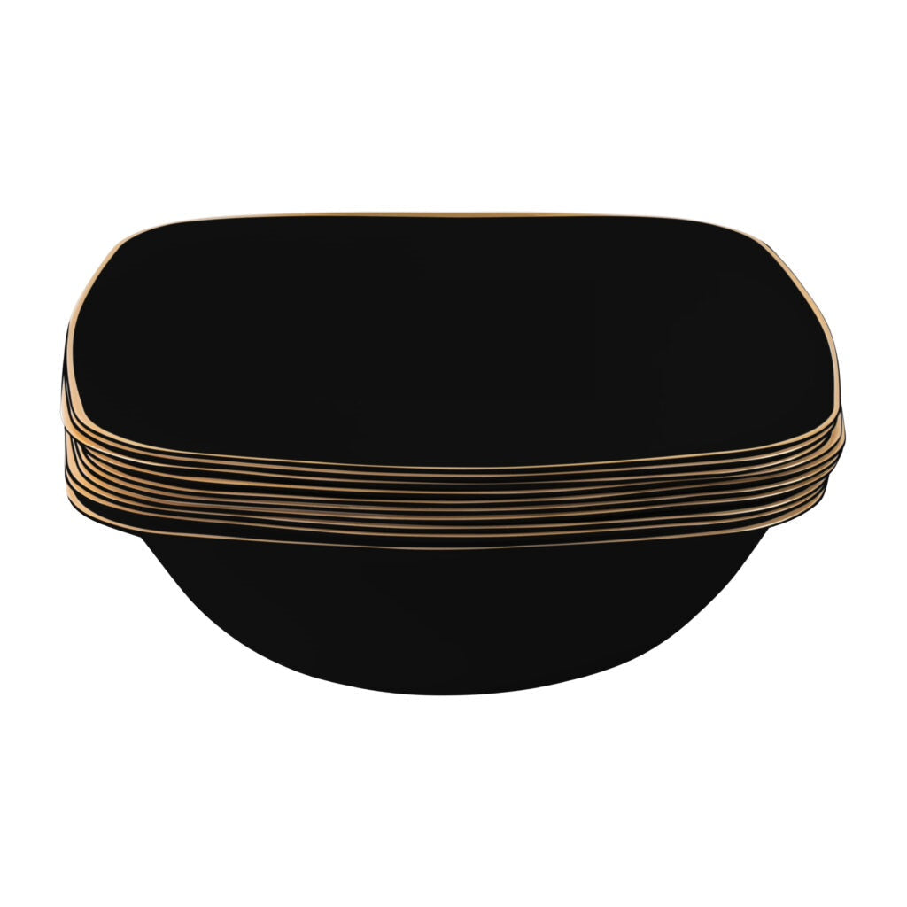 disposable bowls dinner black plastic elegant tableware dinneware serveware china like salad bowl dessert bowl 16oz 16 ounce